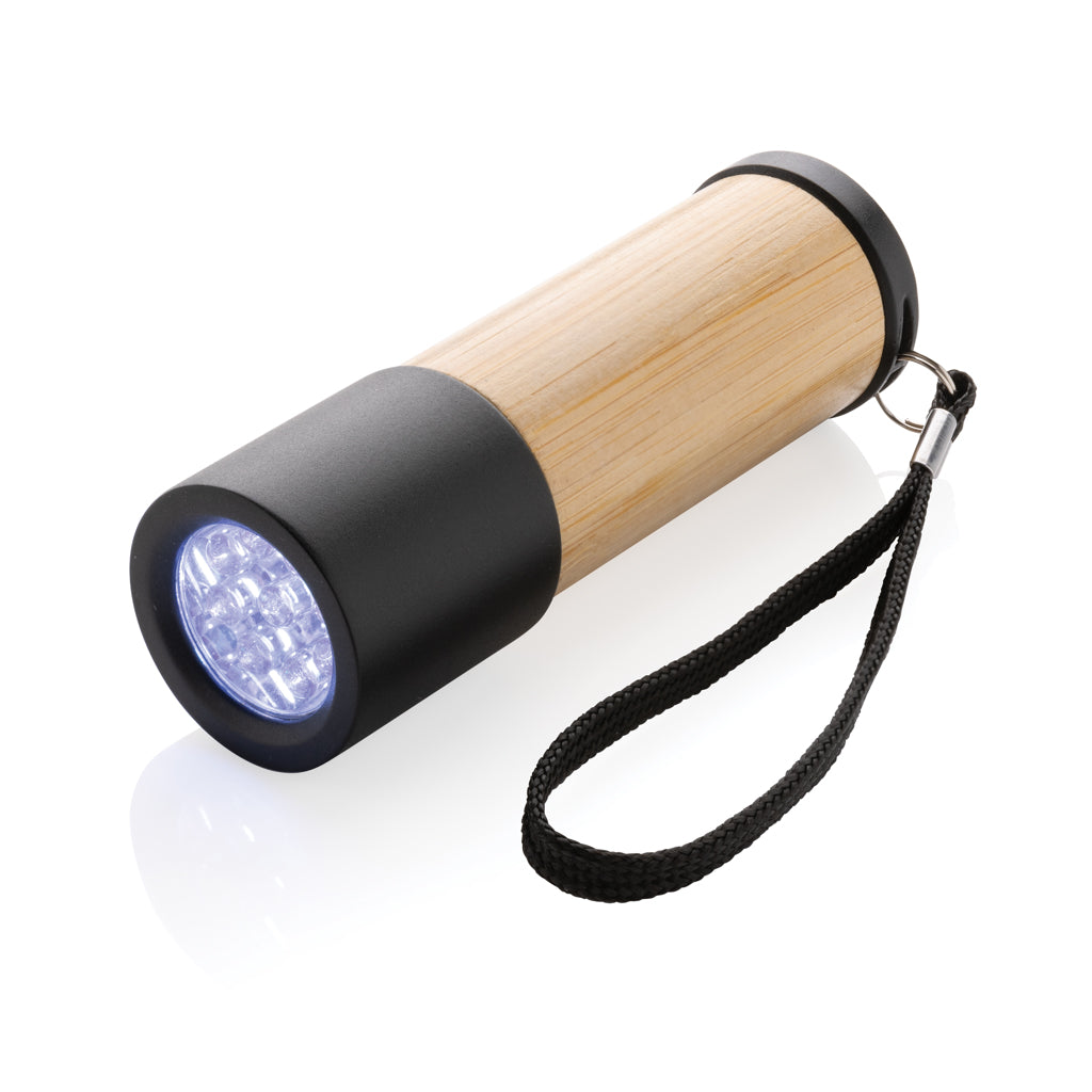 Pocketzaklamp van bamboe en gerecycled plastic, 30 lumen, bruin