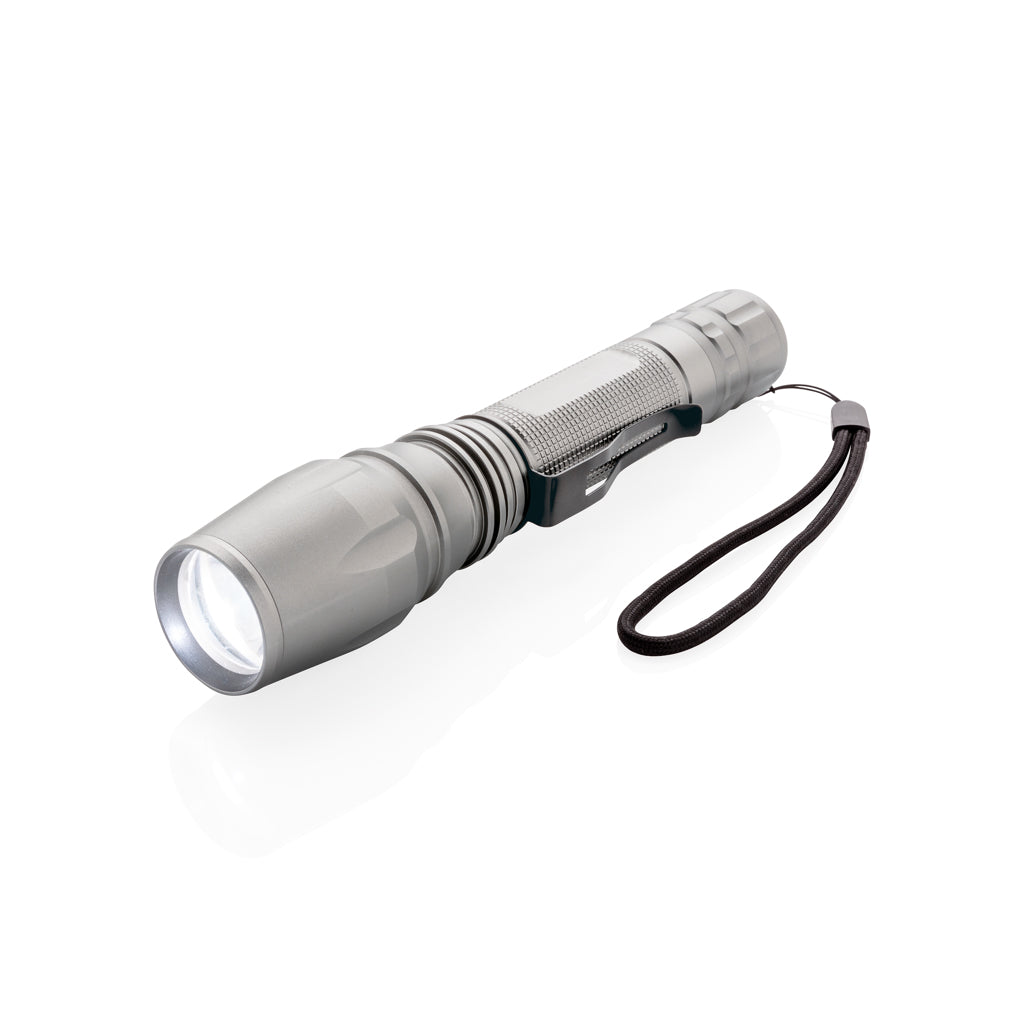 Zaklamp 10W, 250 lumen, verstelbare focus, grijs