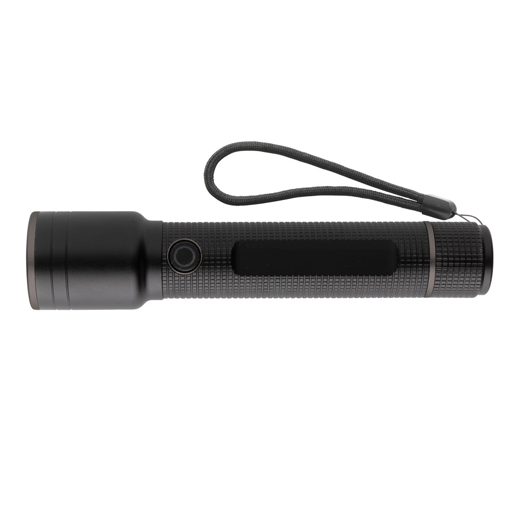 Oplaadbare zaklamp large, 800 lumen, bereik 500 m, zwart