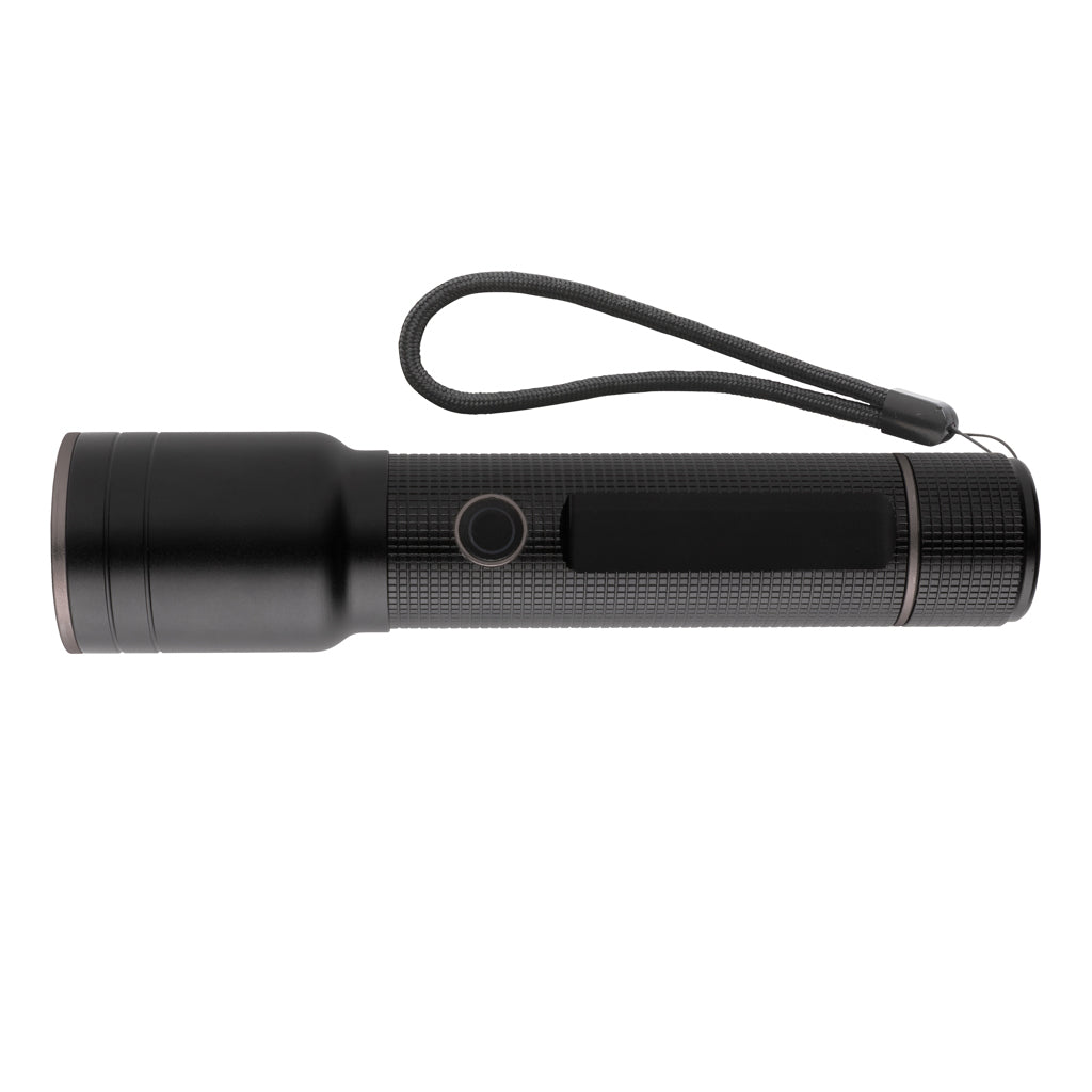 Heavy-duty oplaadbare zaklamp, 1500 lumen, bereik 800 m, zwart