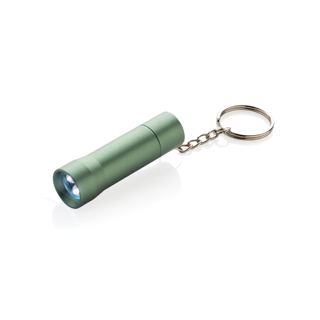 Sleutelhanger-zaklamp van gerecycled aluminium, groen
