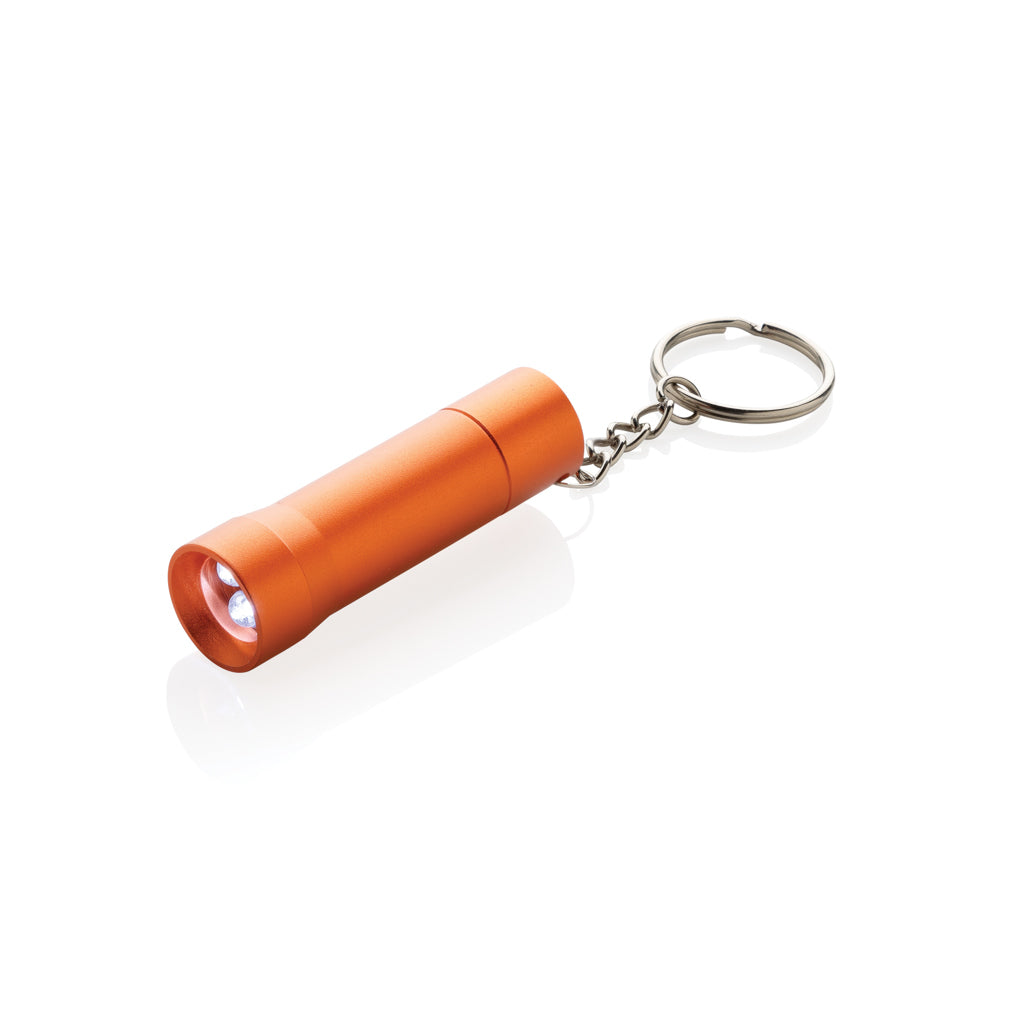 Sleutelhanger-zaklamp van gerecycled aluminium, oranje