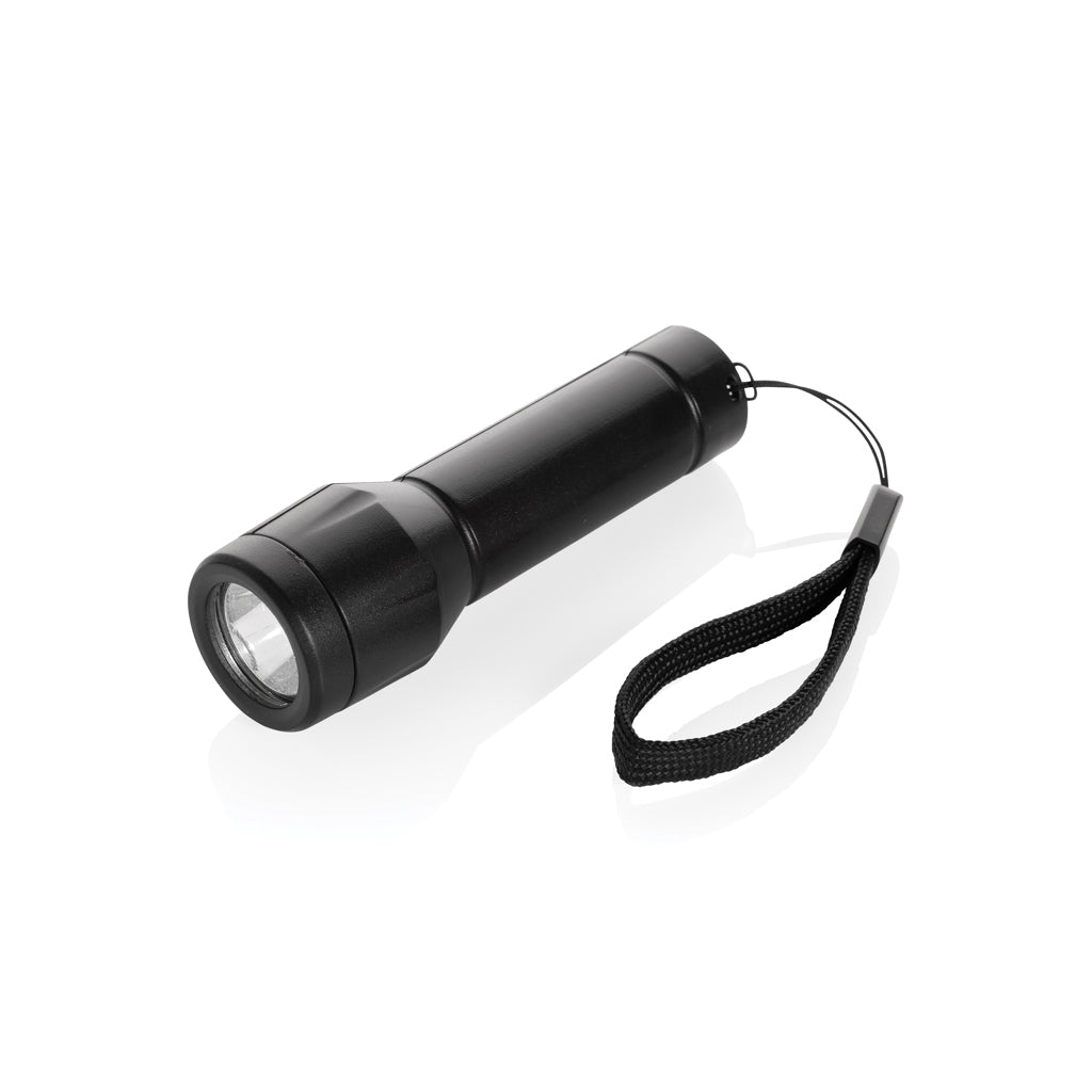 USB-oplaadbare zaklamp met draaglus, 80 lumen, zwart