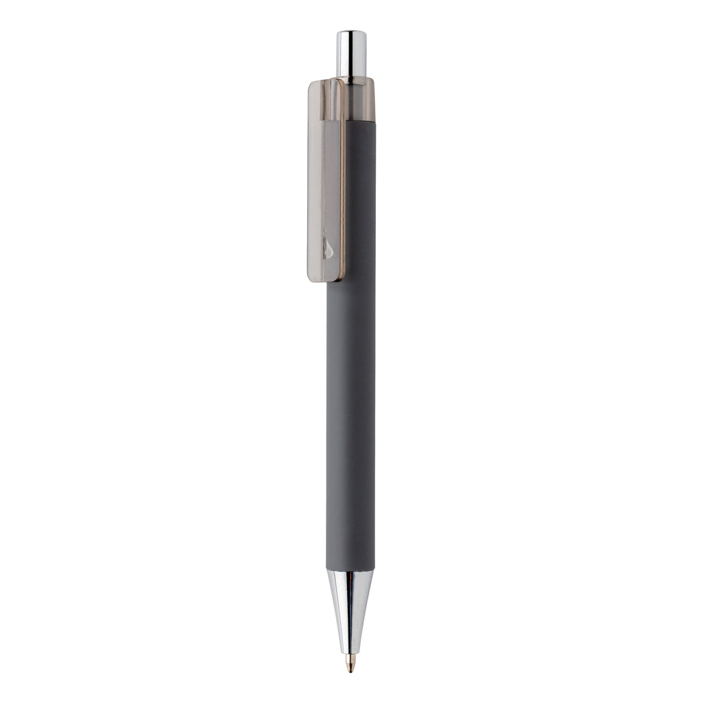 Balpen met smooth touch coating, 55% gerecycled, grijs