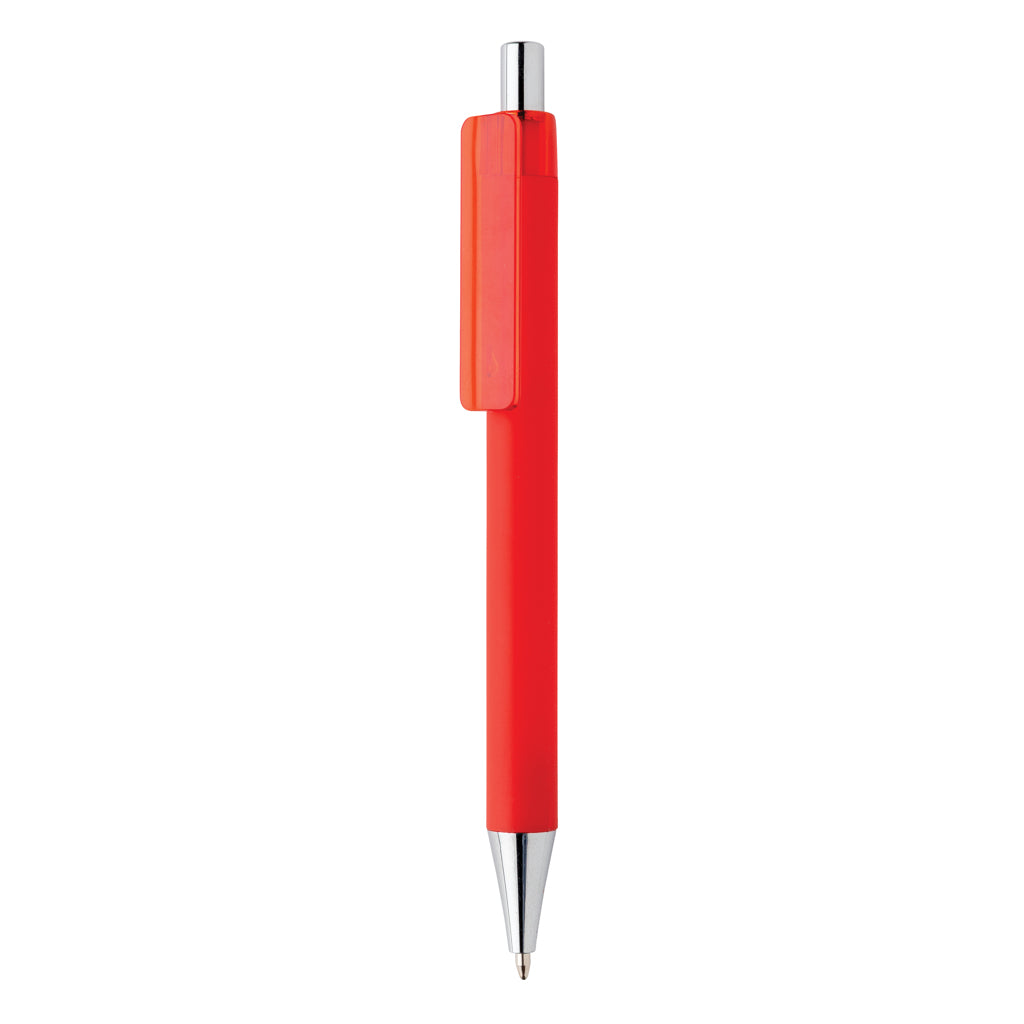 Balpen met smooth touch coating, 55% gerecycled, rood
