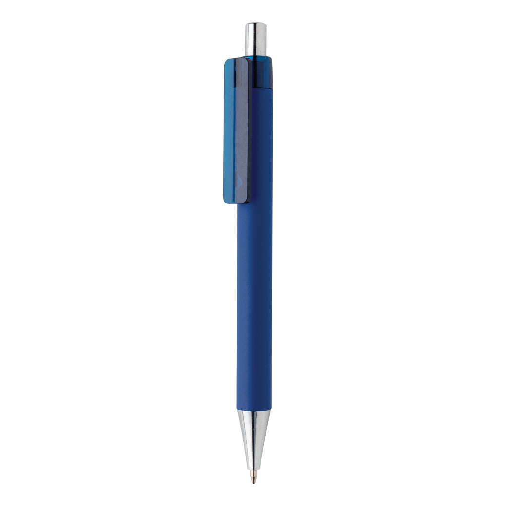 Balpen met smooth touch coating, 55% gerecycled, donkerblauw