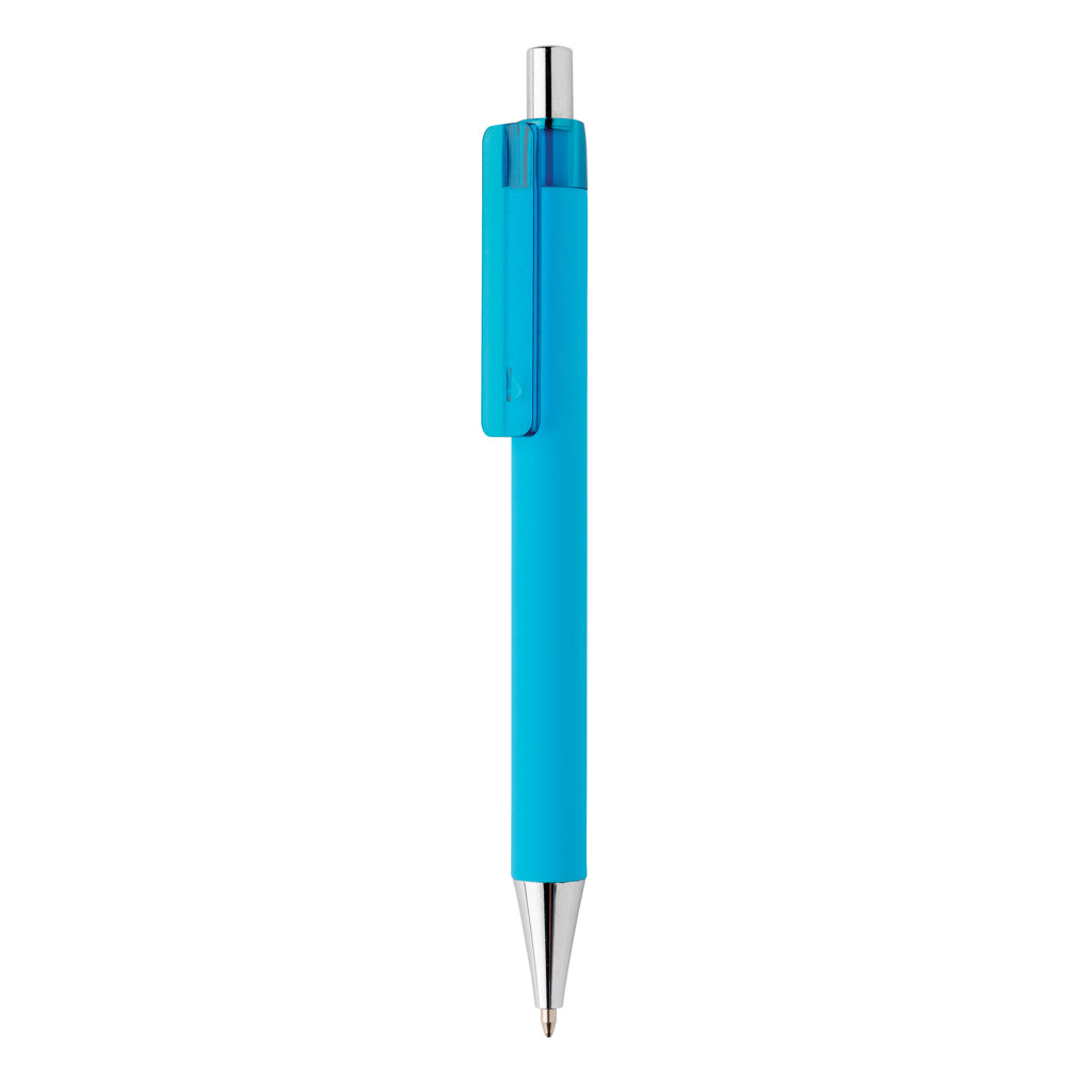 Balpen met smooth touch coating, 55% gerecycled, lichtblauw