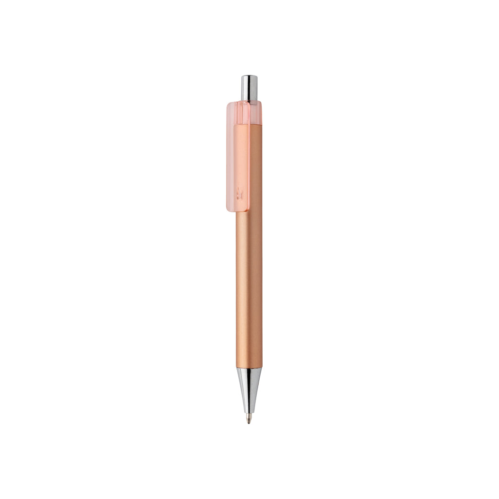 Balpen met metallic finish en chromen accenten, bruin