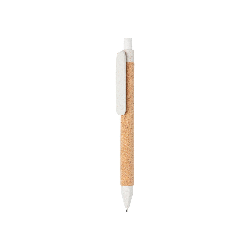 Balpen van tarwestro en kurk, wit