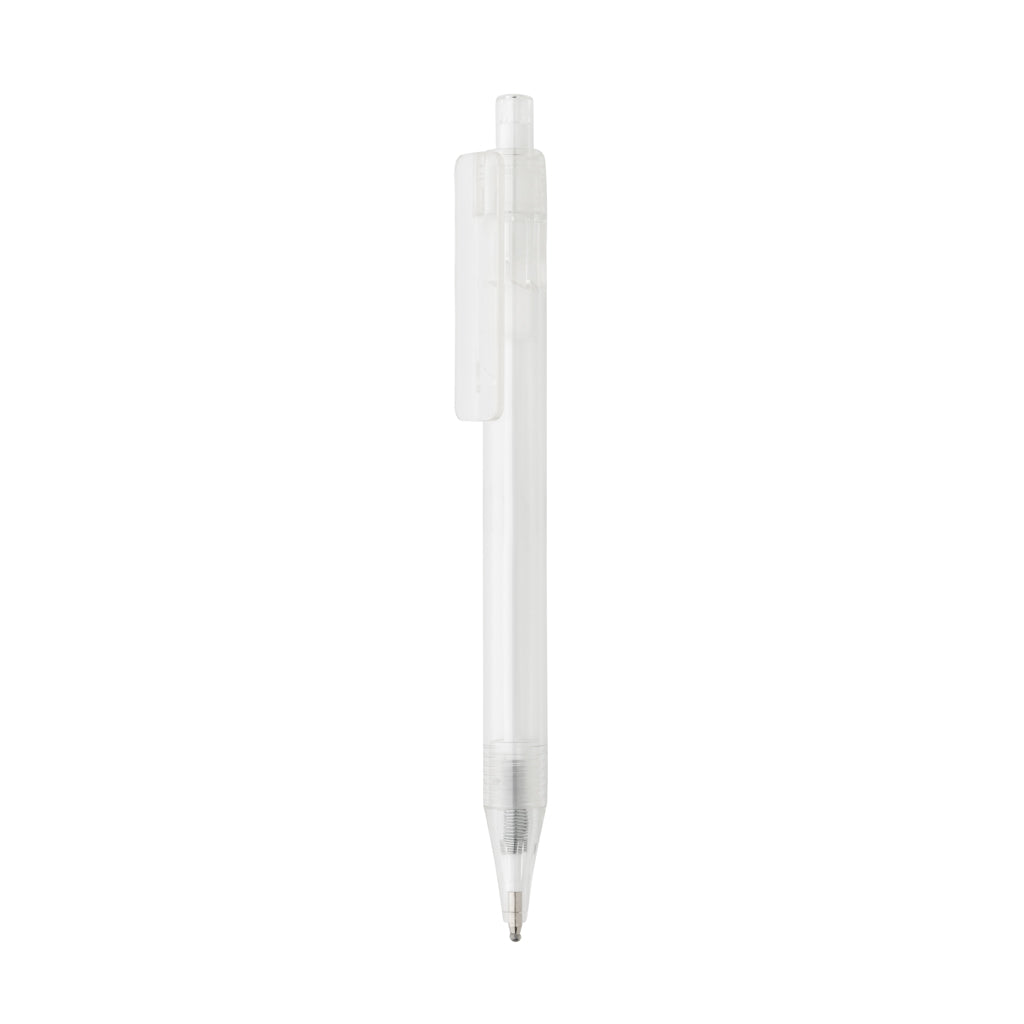 Transparante balpen van 100% gerecycled RPET, wit