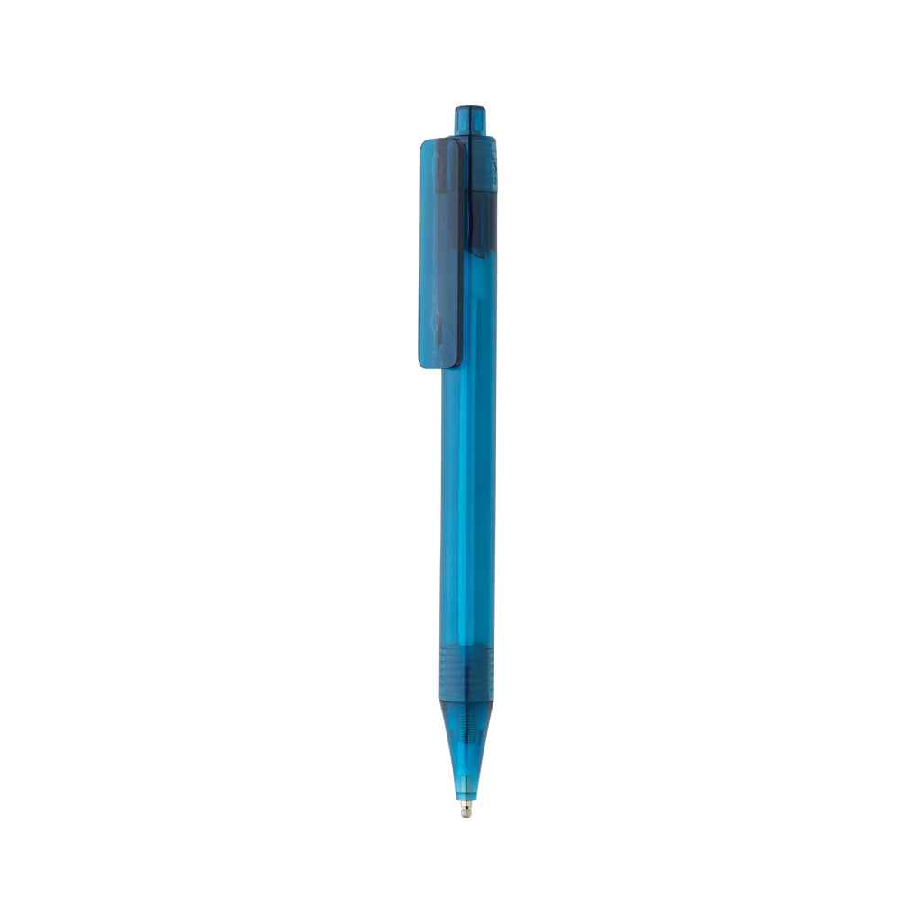 Transparante balpen van 100% gerecycled RPET, blauw