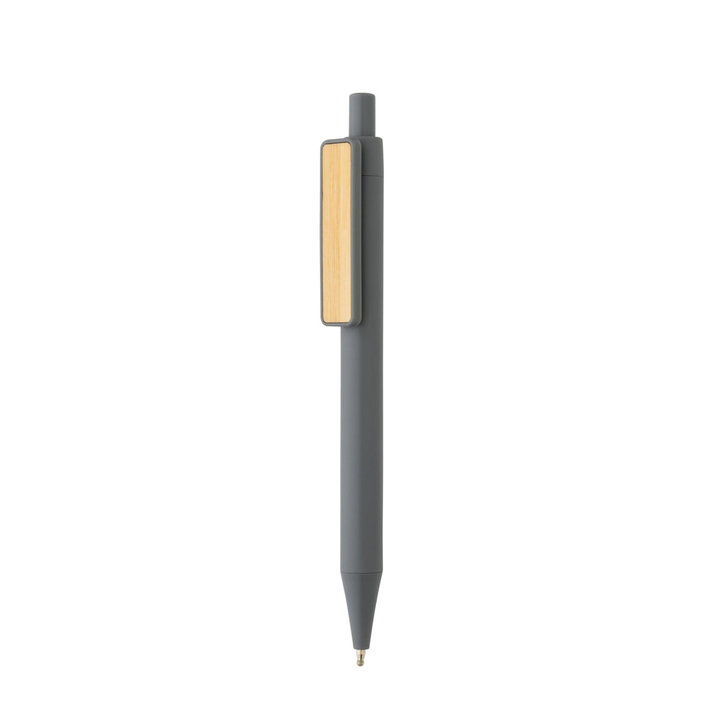 Balpen van gerecycled ABS met bamboe clip, grijs