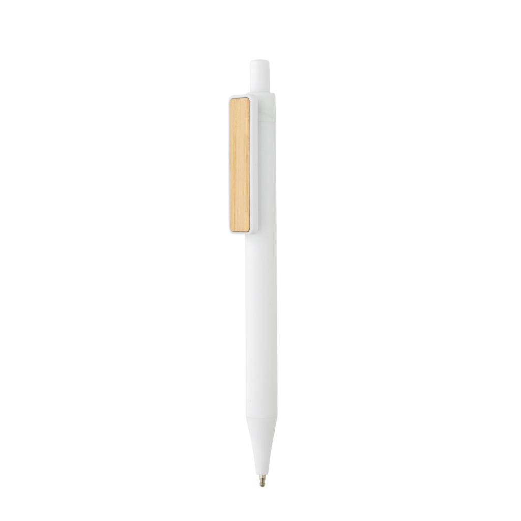 Balpen van gerecycled ABS met bamboe clip, wit