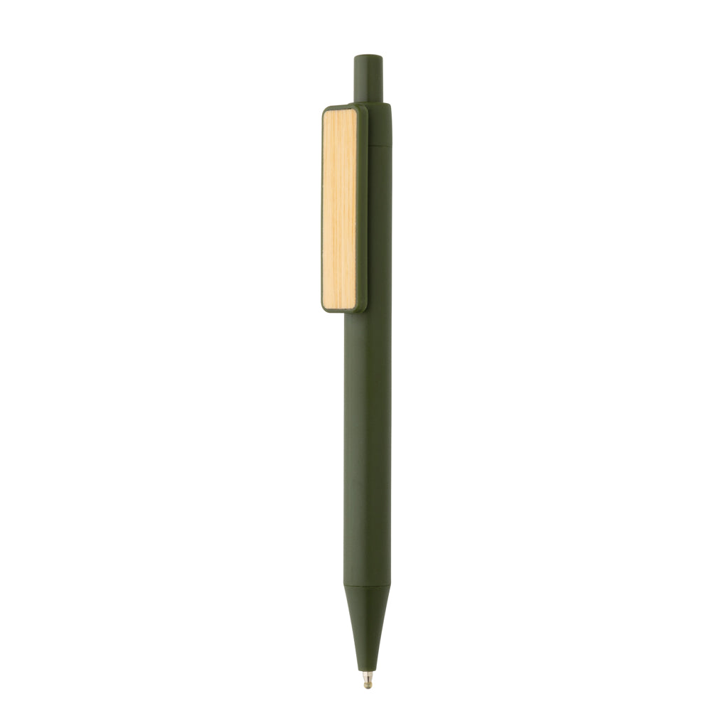 Balpen van gerecycled ABS met bamboe clip, groen