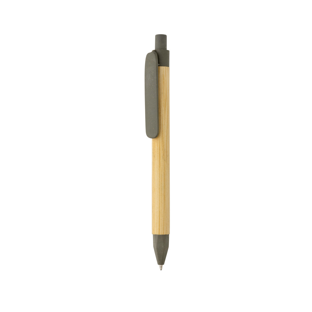 Balpen van gerecycled papier met tarwestro clip, groen