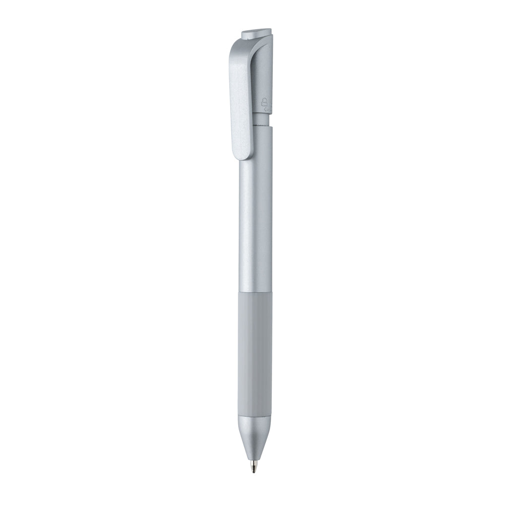 Balpen met vergrendelbare punt, 67% gerecycled, zilver