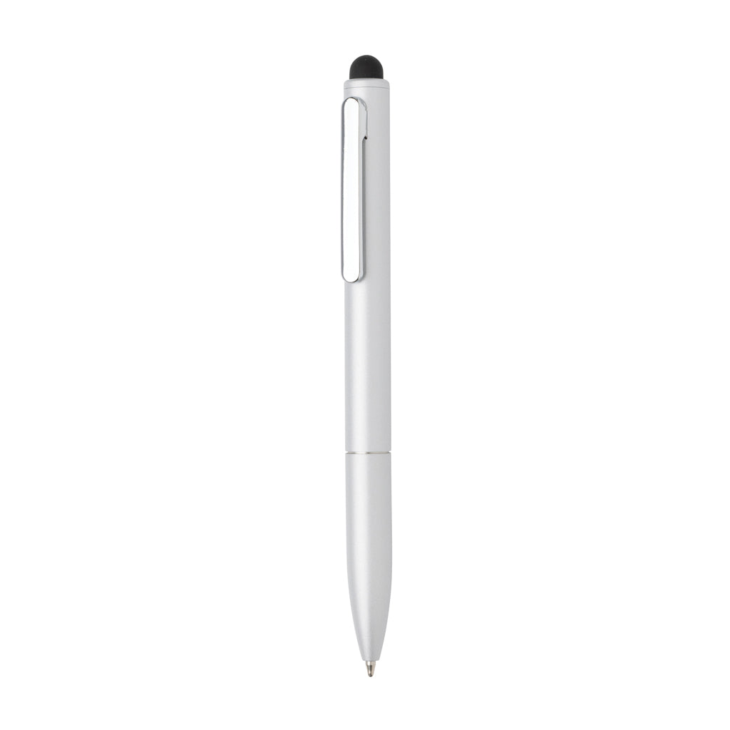 Balpen met stylus van gerecycled aluminium, zilver