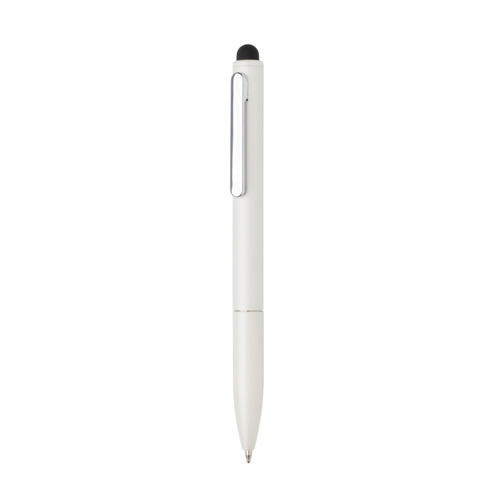 Balpen met stylus van gerecycled aluminium, wit