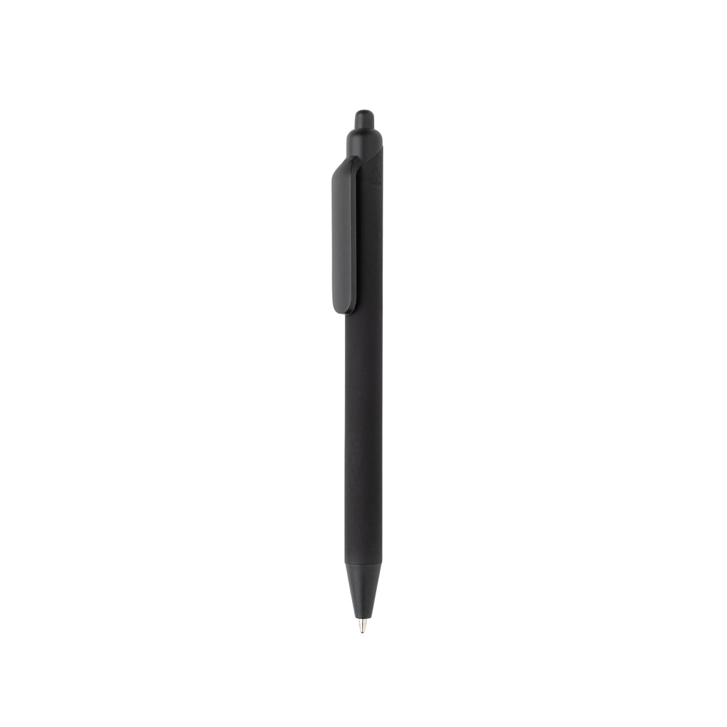 Balpen met siliconen grip, 91% gerecycled, zwart