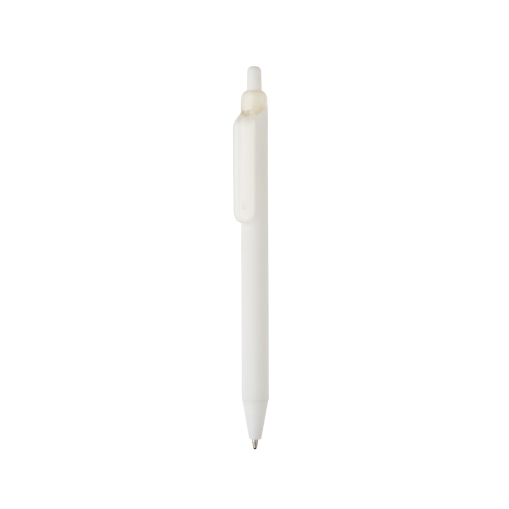 Balpen met siliconen grip, 91% gerecycled, wit