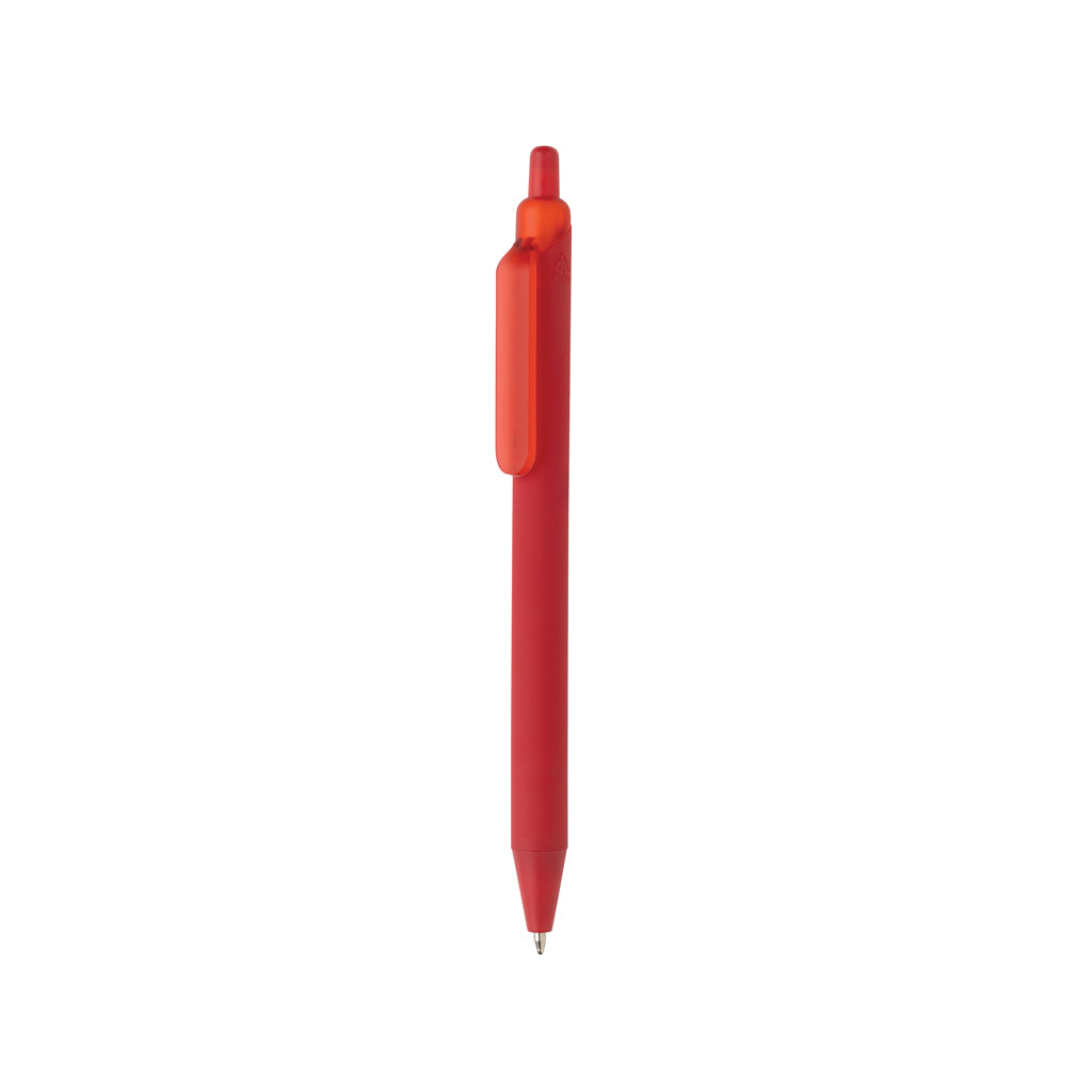 Balpen met siliconen grip, 91% gerecycled, rood