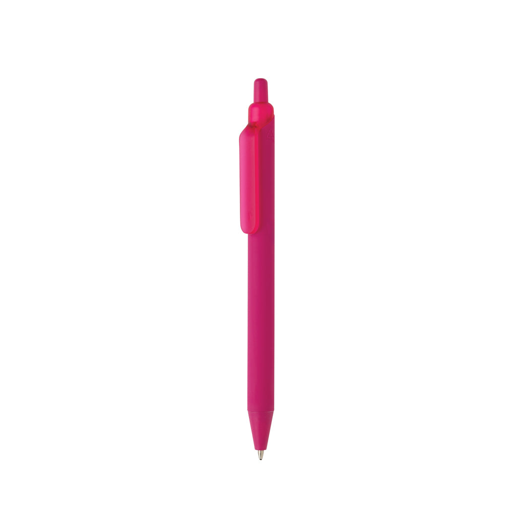 Balpen met siliconen grip, 91% gerecycled, roze