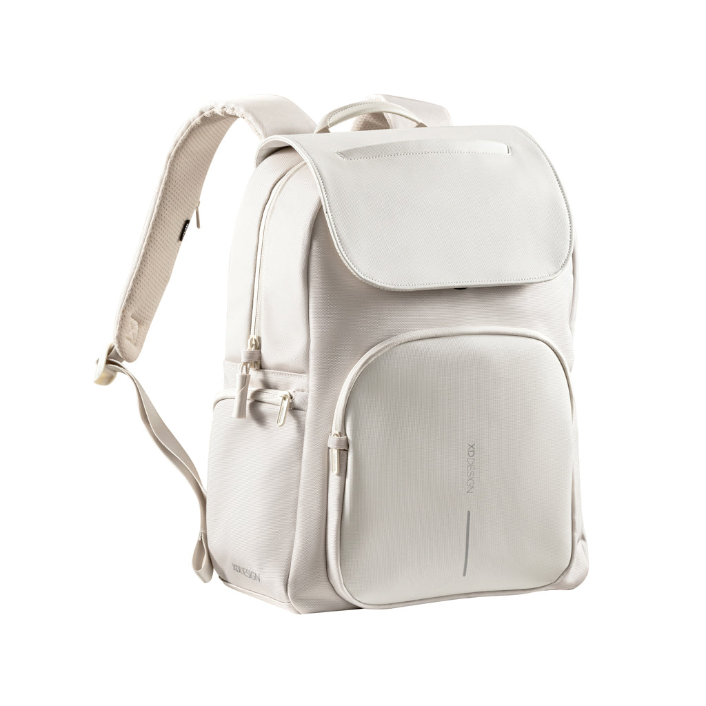 Rugzak van gerecycled PET en kunstleer, beige