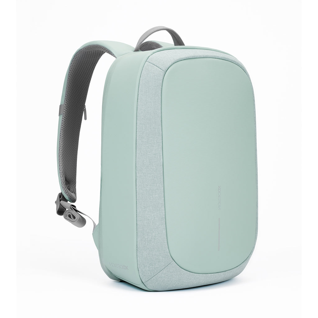 Rugzak met laptop laptopvak, gerecycled PET en kunstleer, iceberg green