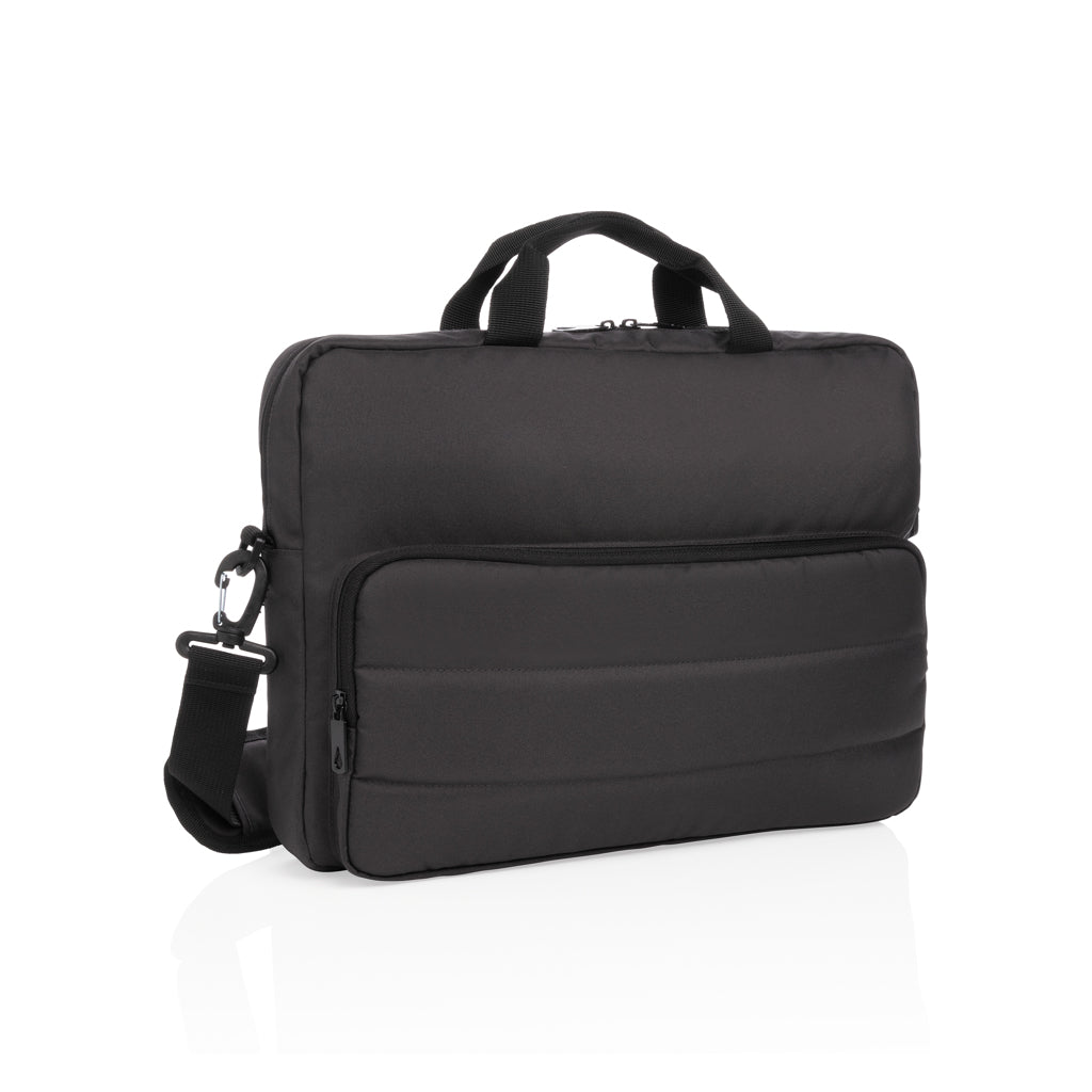 Laptoptas 15.6" van gerecycled PET en kunstleer, zwart