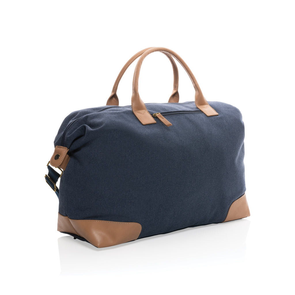 Weekendtas van gerecycled katoen en kunstleer, blauw
