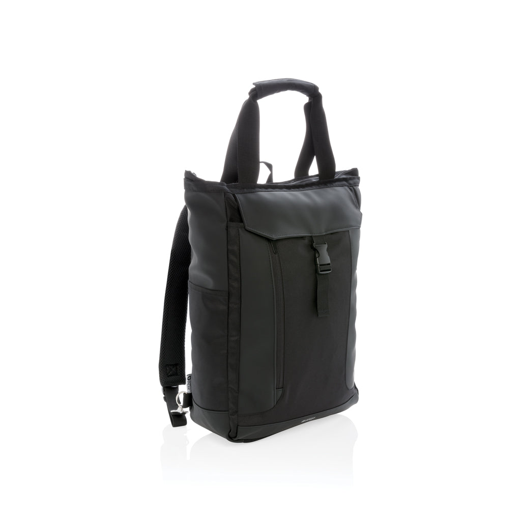 Laptoprugzak 15" van polyester en kunstleer, zwart