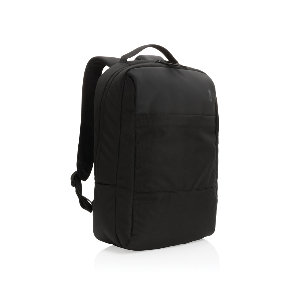 Laptoprugzak 15.6", gerecycled PET en kunstleer, zwart