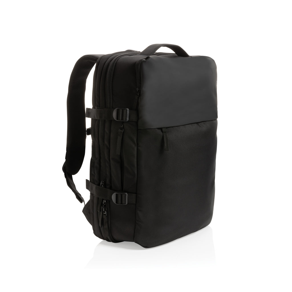 Laptoprugzak 15.6", gerecycled PET en kunstleer (48 cm), zwart