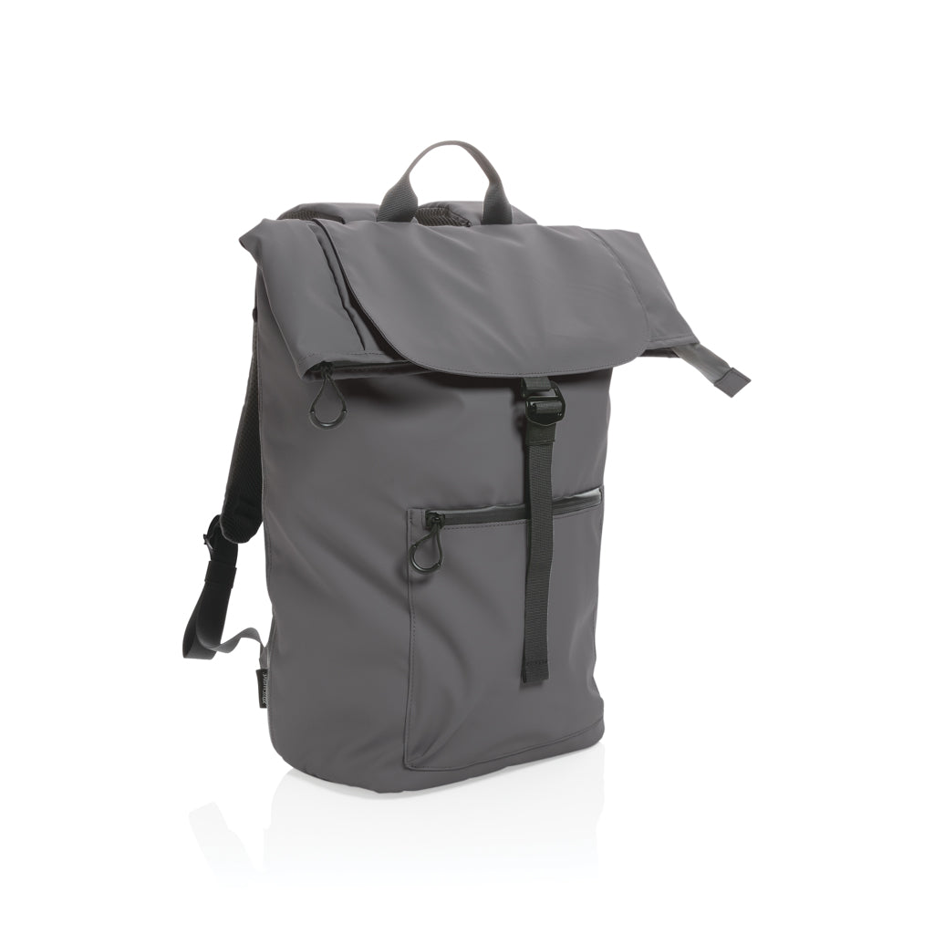 Laptoprugzak 15.6" van gerecycled PET en kunstleer, antraciet