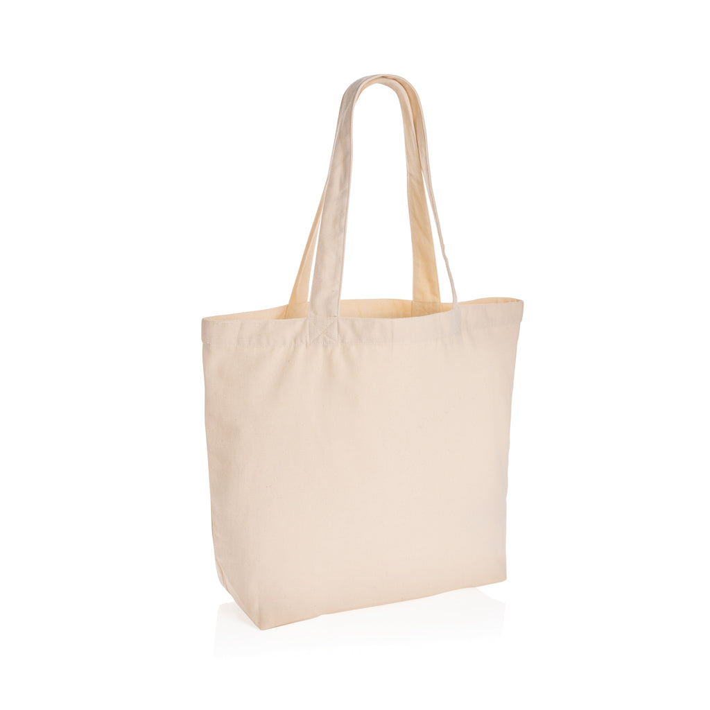 Shopper met apart vakje, gerecycled canvas, gebroken wit