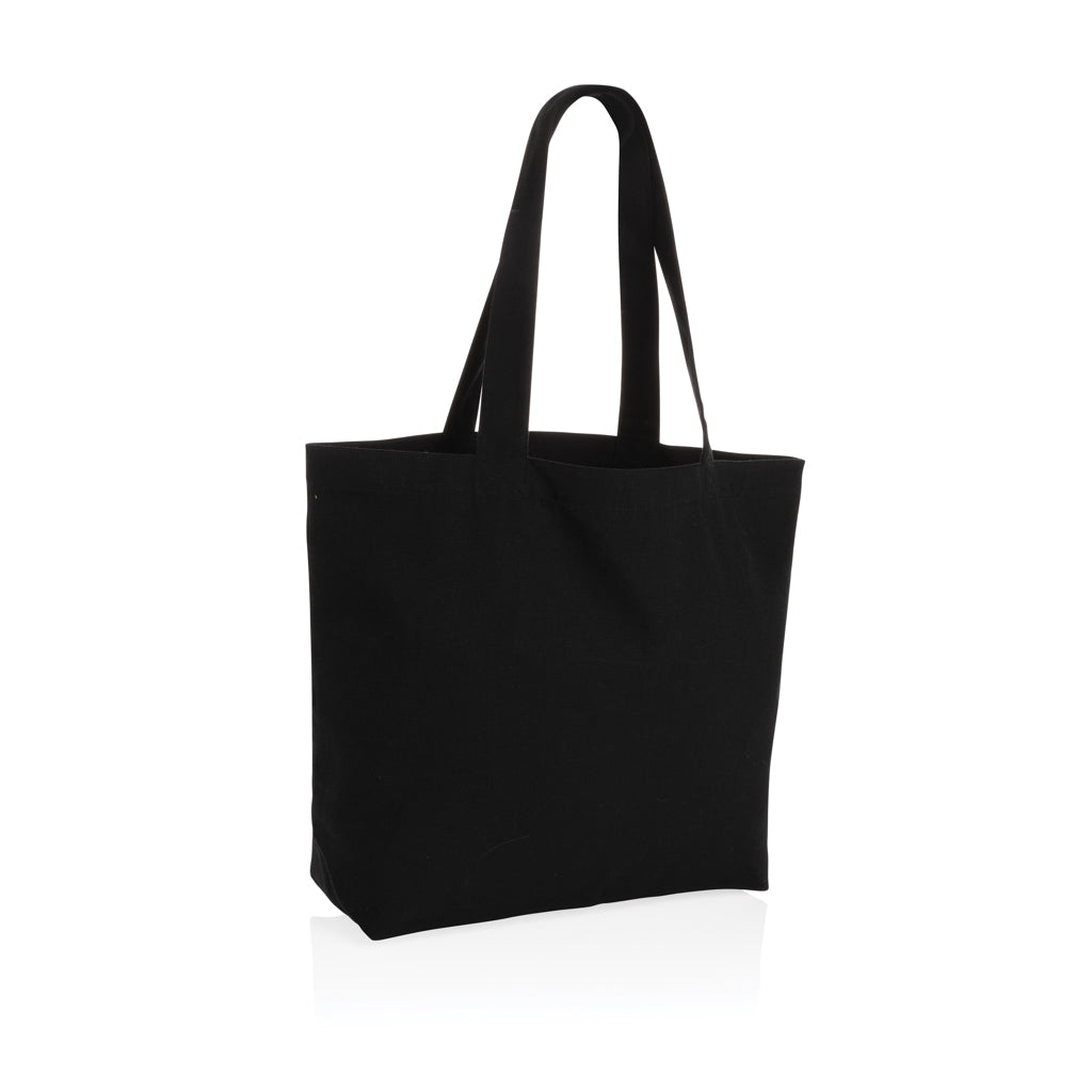 Shopper met apart vakje, gerecycled canvas, zwart