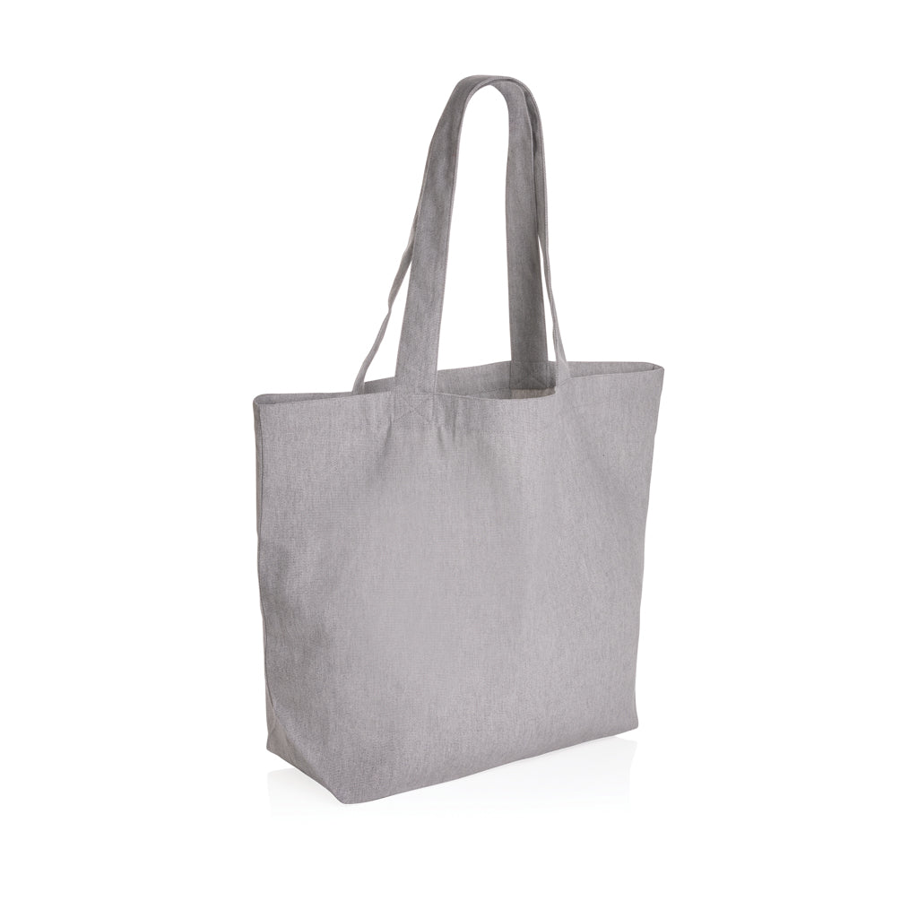 Shopper met apart vakje, gerecycled canvas, grijs