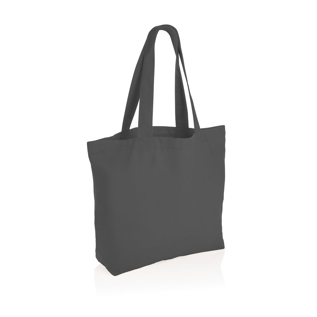Shopper met apart vakje, gerecycled canvas, antraciet