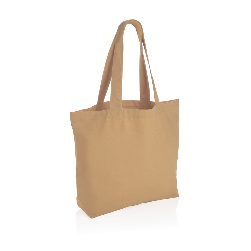Shopper met apart vakje, gerecycled canvas, bruin