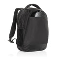 Rugzak met 15.6" laptopvak, gerecycled PET en kunstleer, zwart