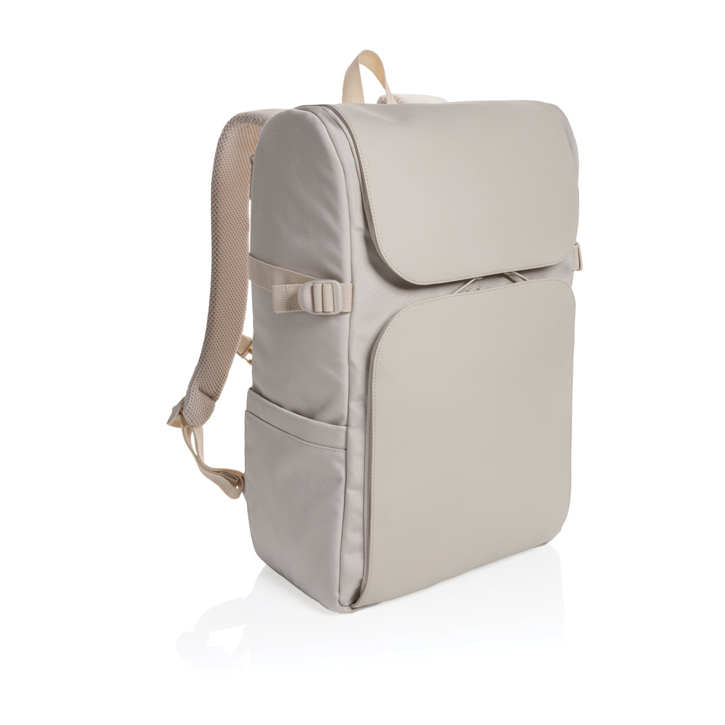 Rugzak van gerecycled PET en kunstleer (extra uitvoering), beige