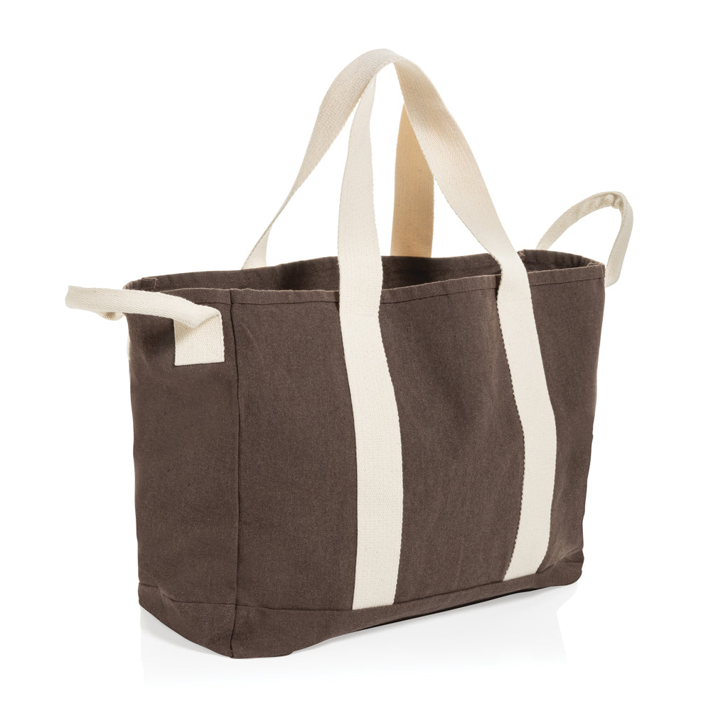 Strandtas van gerecycled canvas, bruin