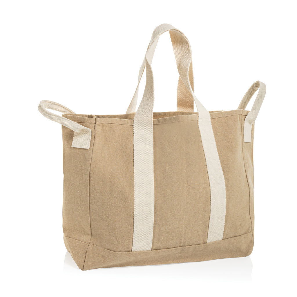 Strandtas van gerecycled canvas, beige