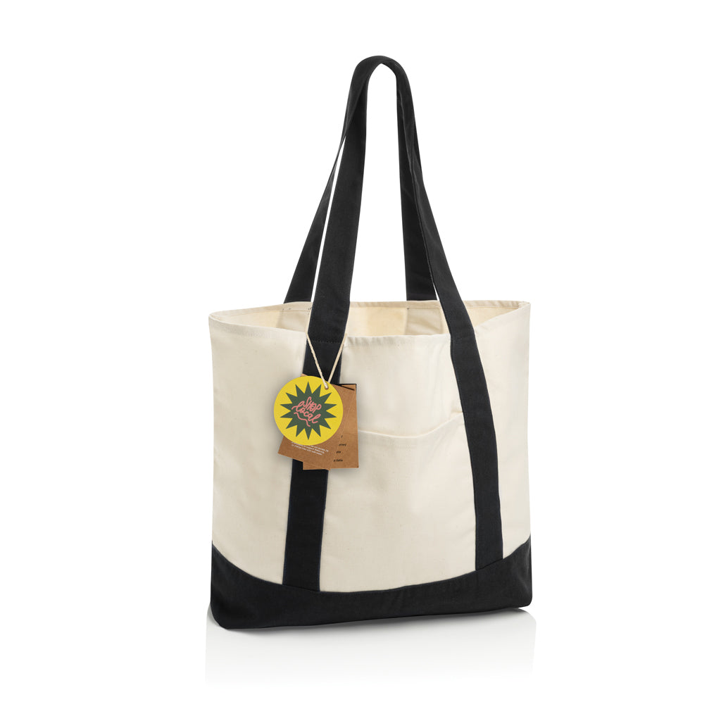 Boodschappentas van gerecycled canvas 350 g/m², zwart