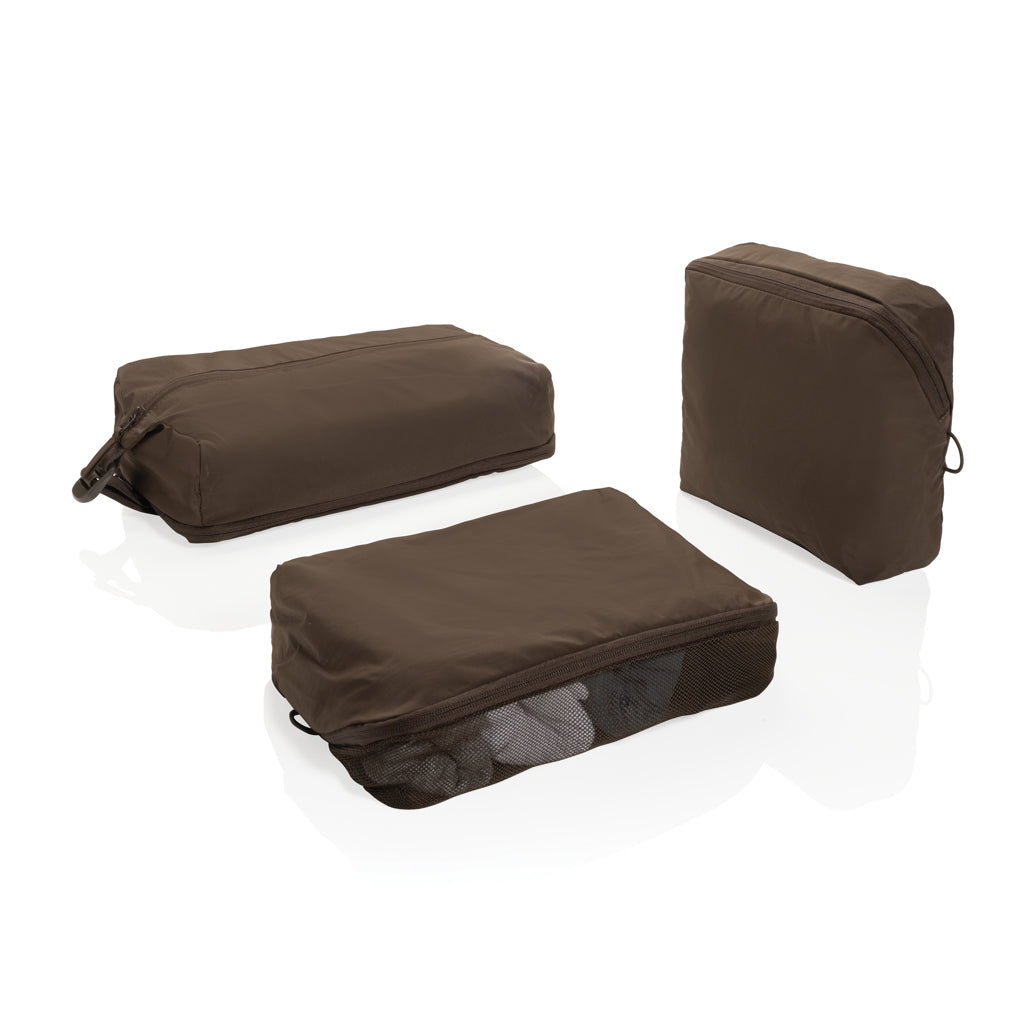 Reiscadeauset van gerecycled nylon, bruin