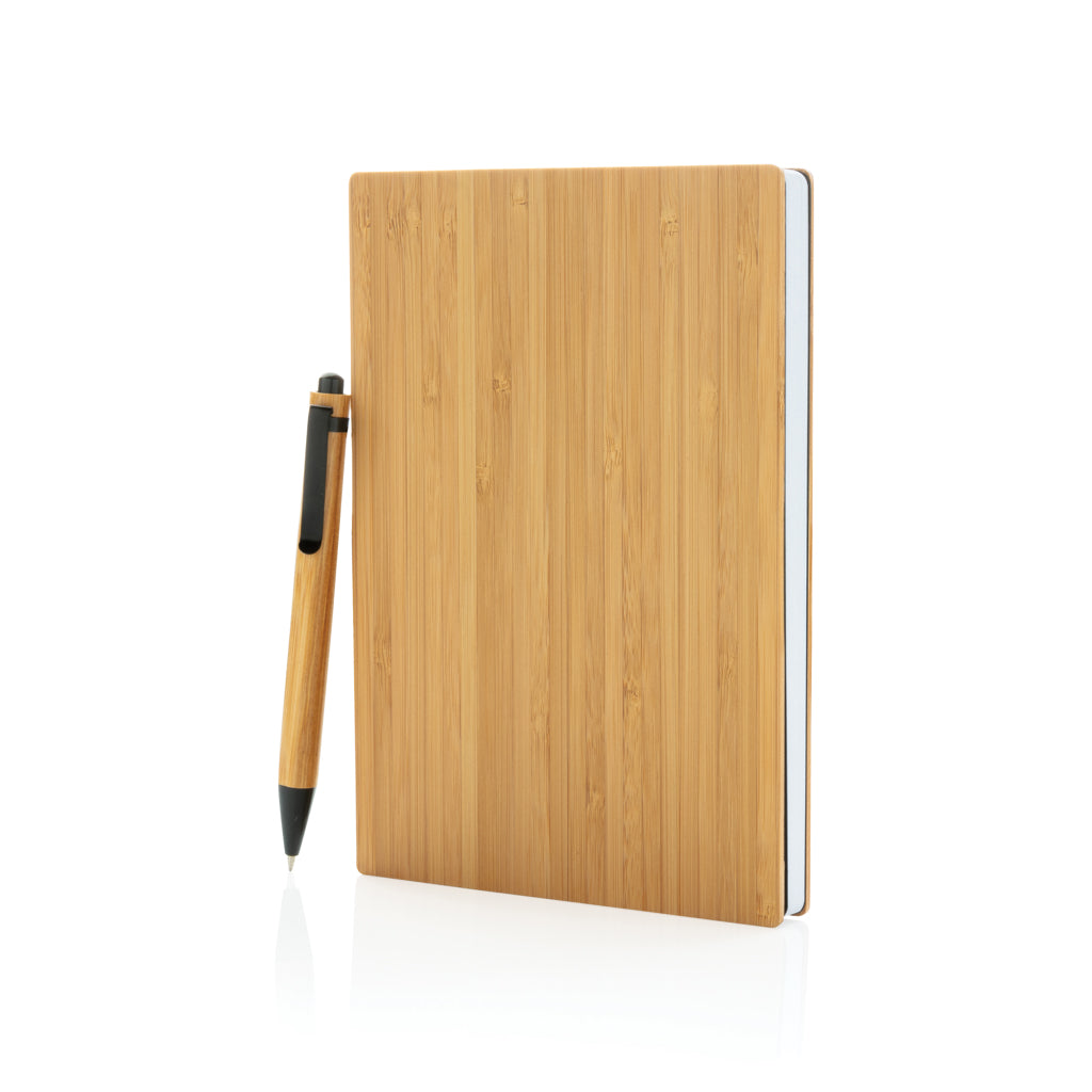 A5 notitieboek met pen, van bamboe en papier, bruin