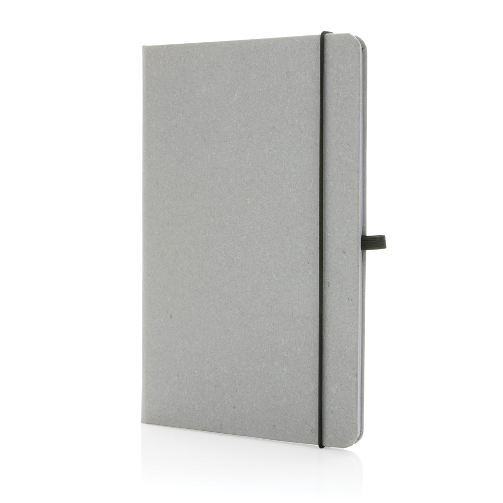 A5 notitieboek van gerecycled leer, harde kaft, lichtgrijs