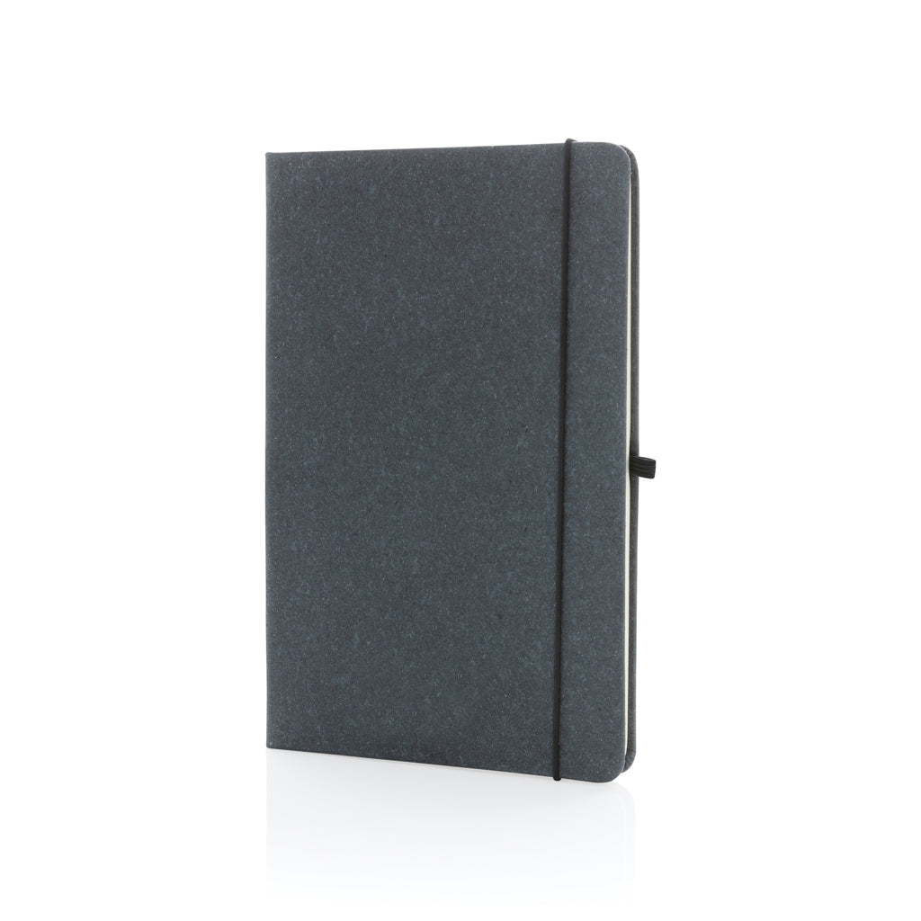 A5 notitieboek van gerecycled leer, harde kaft, grijs