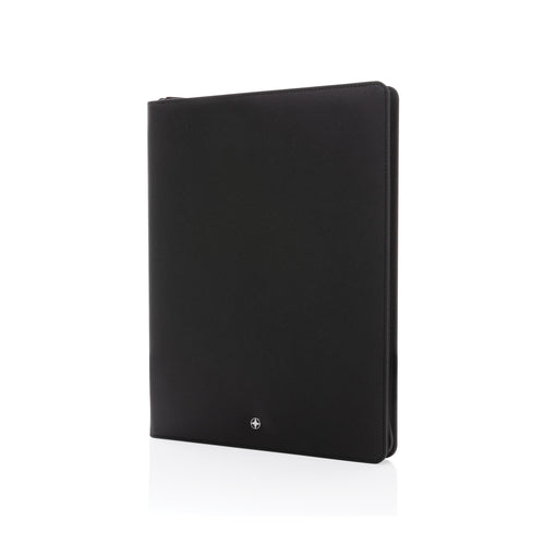 A4-portfolio met rits, kunstleer en steenpapier, zwart