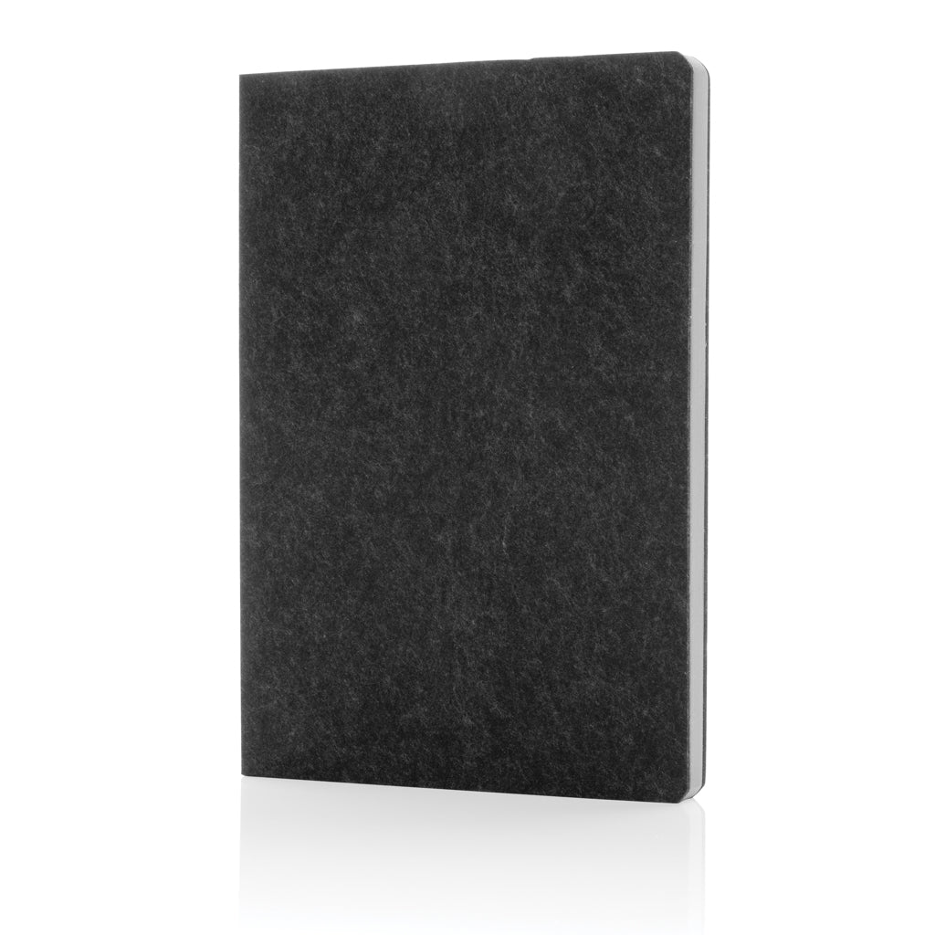 A5 notitieboek van gerecycled vilt, harde kaft, zwart